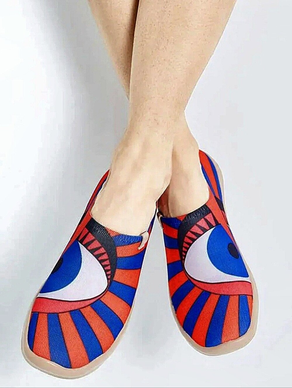 UIN Slip On Knit Eye of Sun slip on Travel Walking Shoes 10.5 red Artsy Sneakers